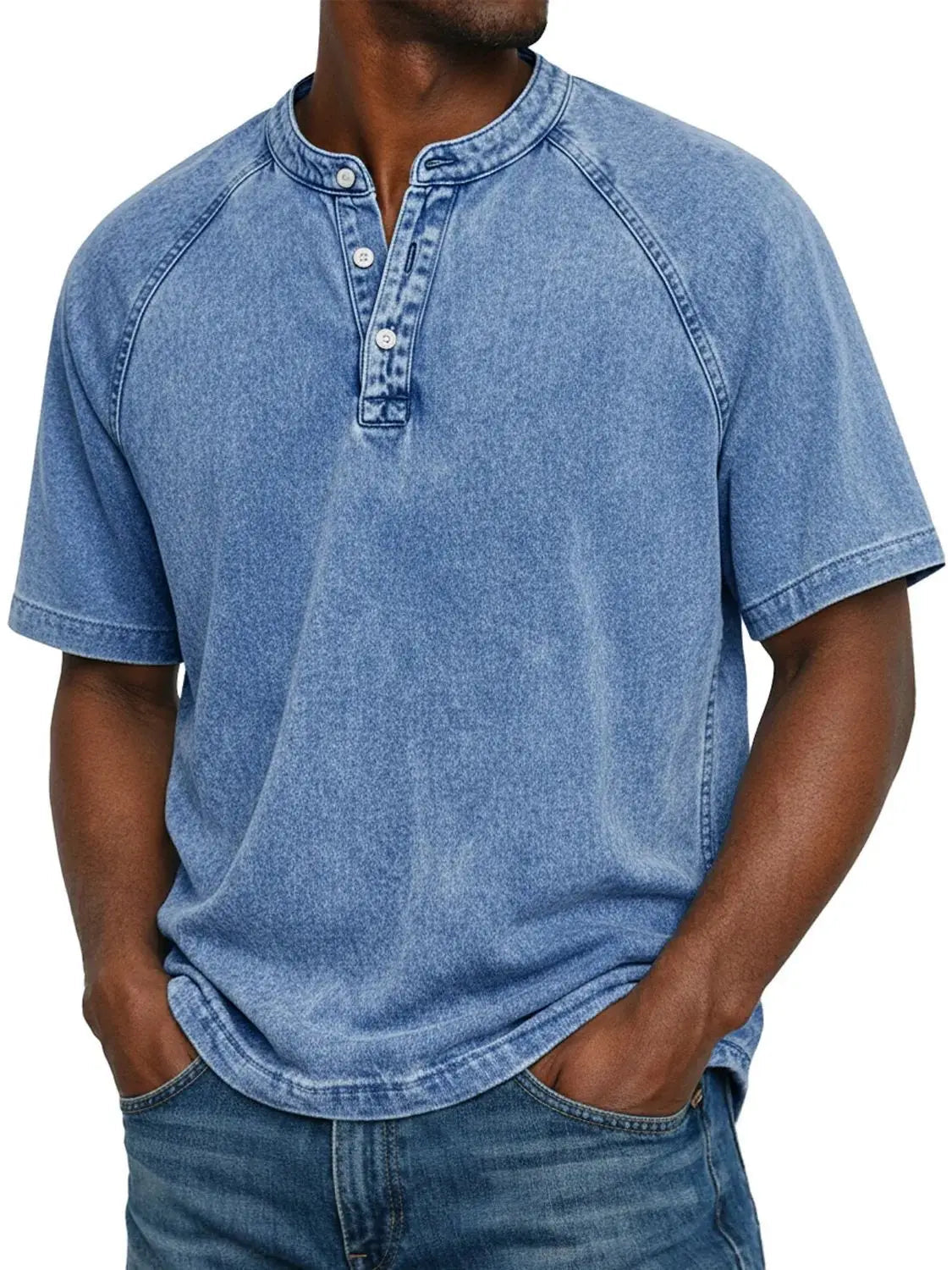 Misael | Camiseta Henley De Manga Corta Y Corte Raglán