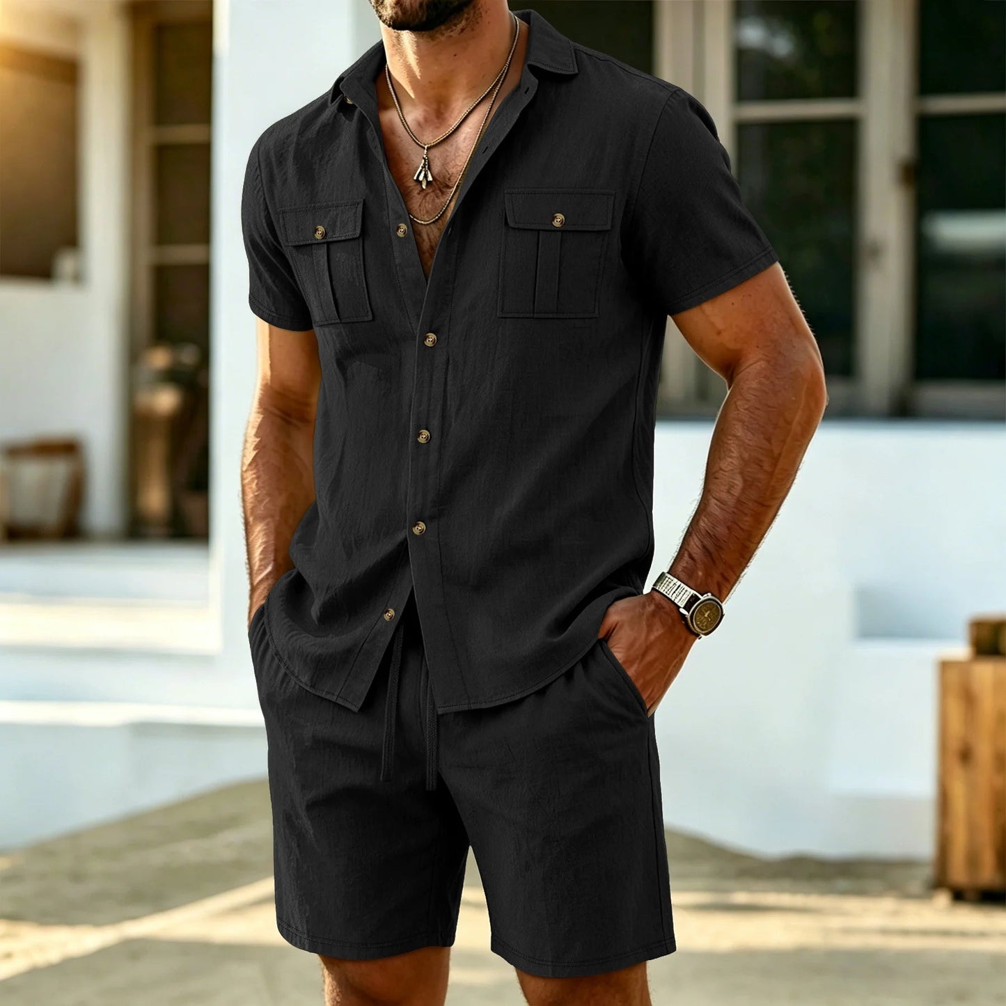 Jalo | Conjunto Camisa Y Shorts Estilo Lino