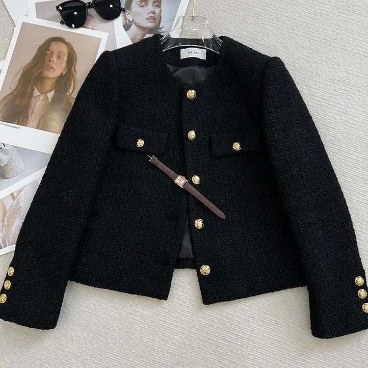 Radmieandra | Chaqueta de Tweed con Botones Dorados