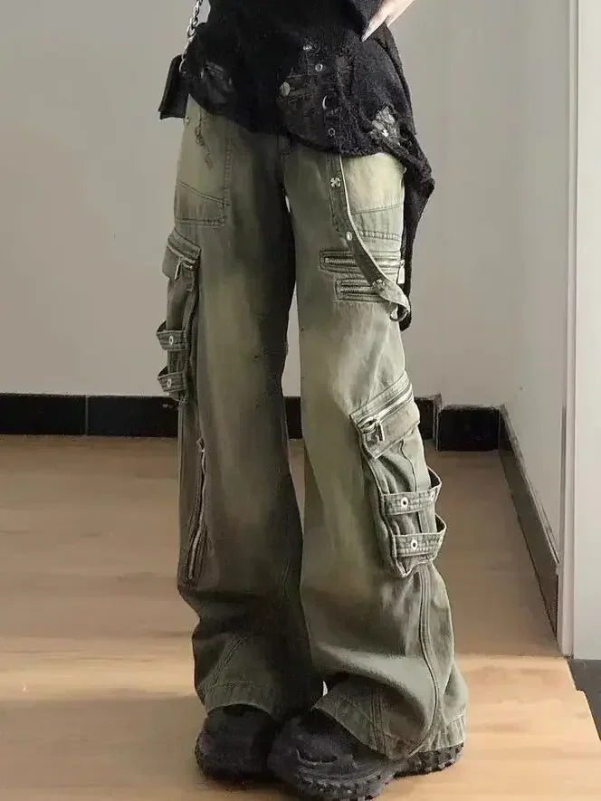Melody | Pantalones Cargo De Corte Ancho en Color Oliva