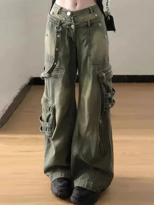 Melody | Pantalones Cargo De Corte Ancho en Color Oliva