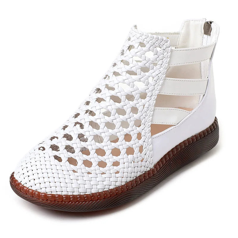 Leolia | Botines Planos Con Aberturas Tejidas