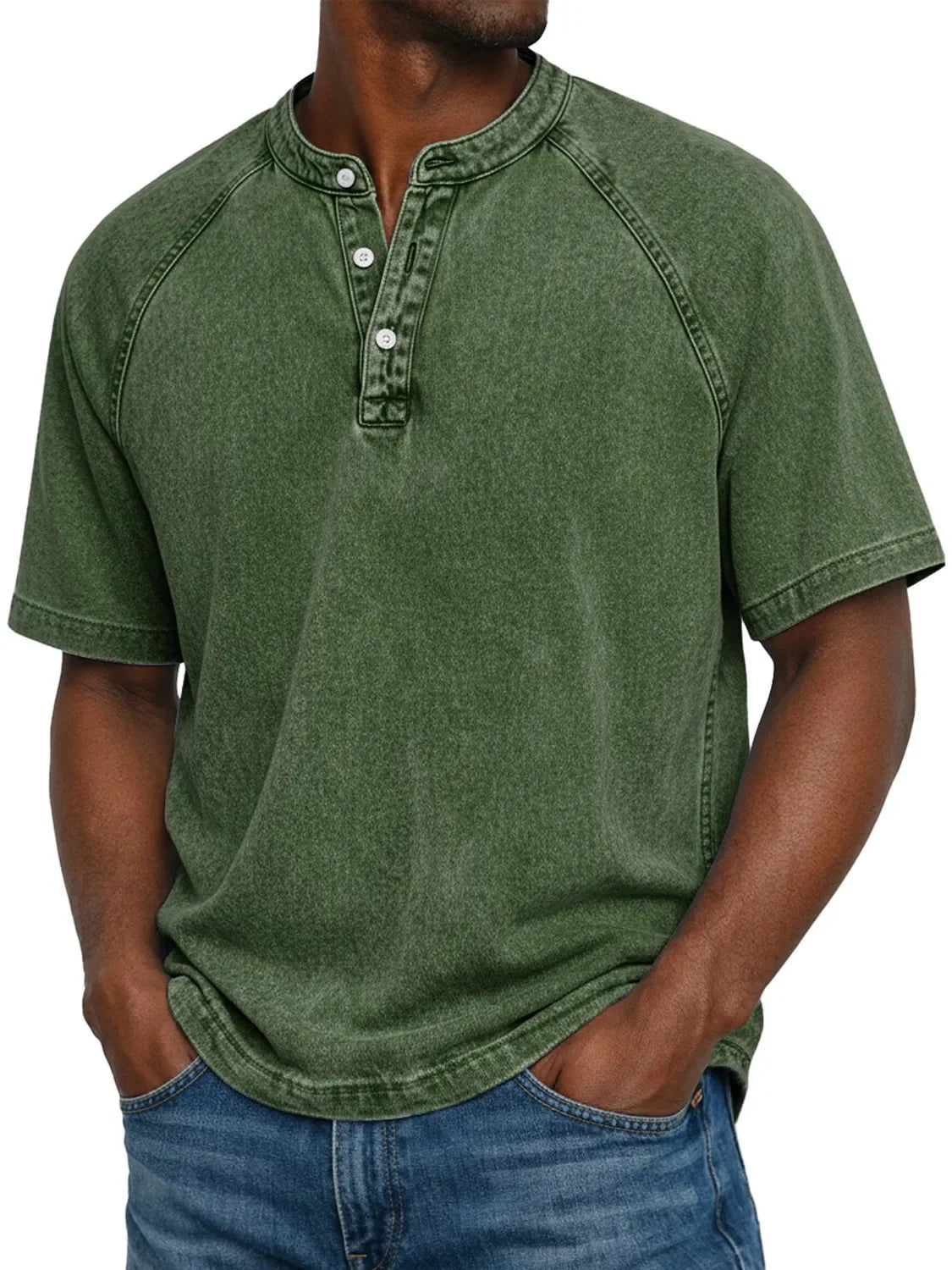 Misael | Camiseta Henley De Manga Corta Y Corte Raglán