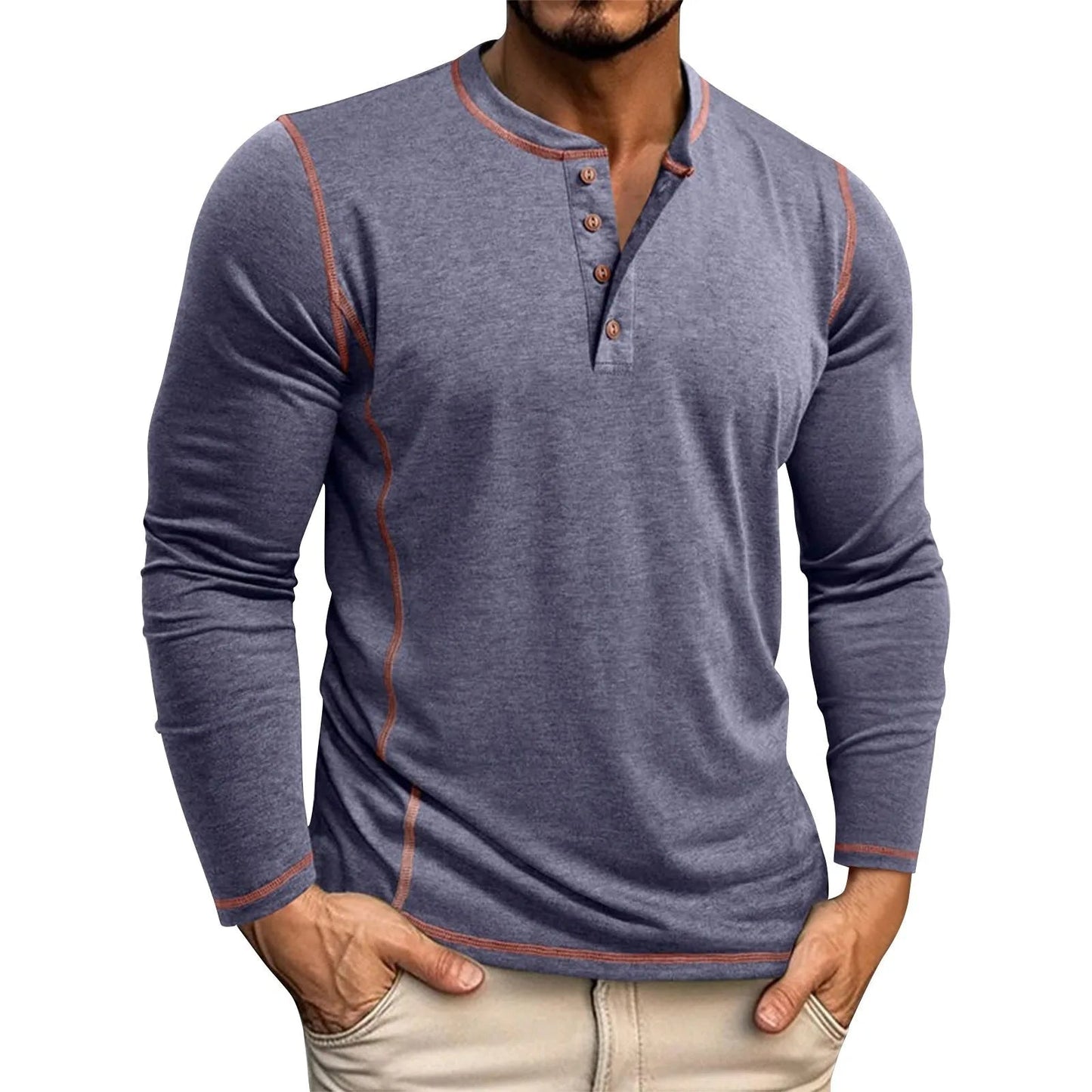 Chuck | Camiseta Henley De Manga Larga Con Costuras en Contraste