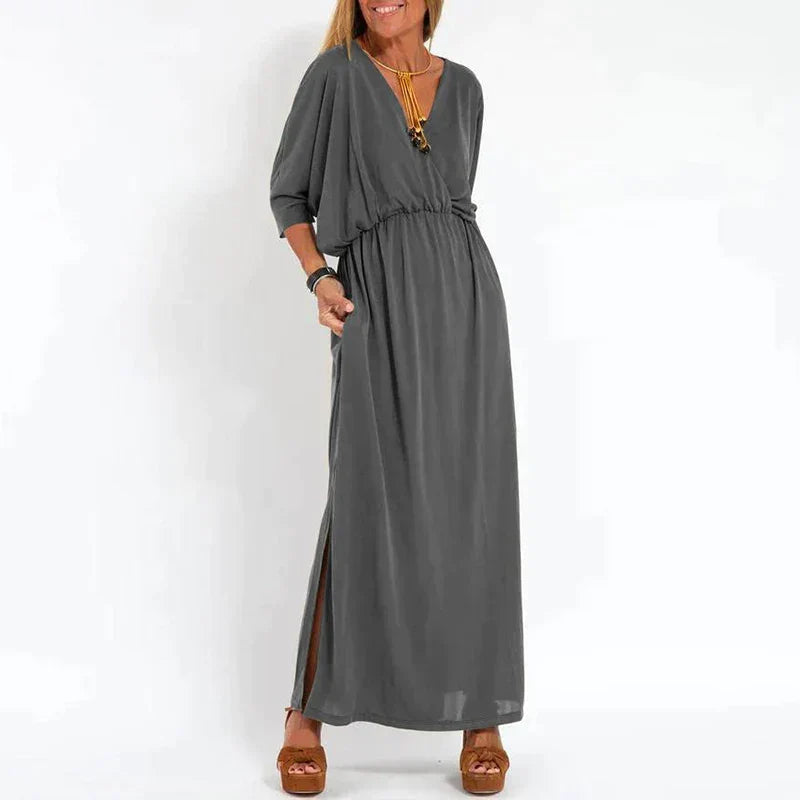 Vesna | Vestido Largo Con Cuello en V Y Bolsillos