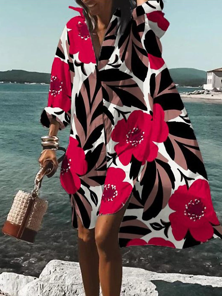 Calogera | Vestido Camisero de Corte Holgado Con Estampado Geométrico