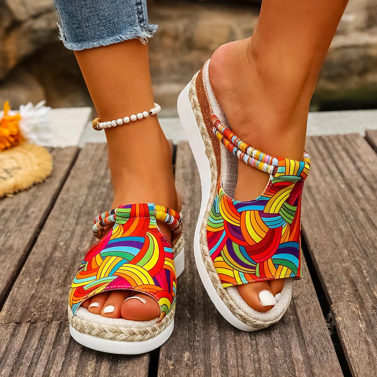 Raiza | Sandalias De Plataforma Con Puntera Abierta Y Estampado