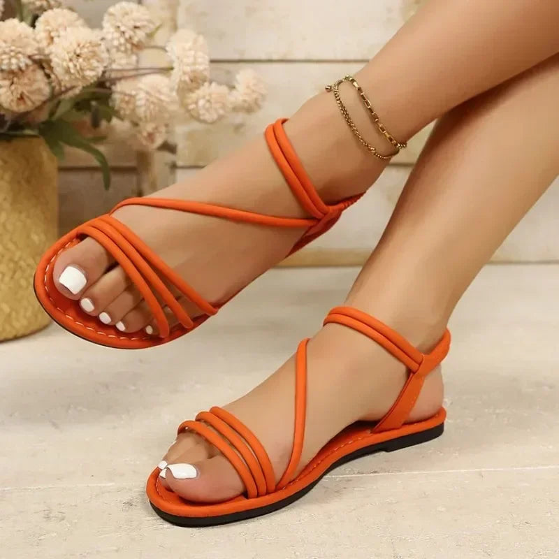 Suyeon | Sandalias Planas de Tiras Elásticas