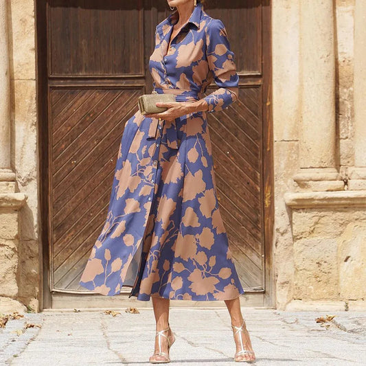 Verina | Vestido Midi Floral con Escote en Pico