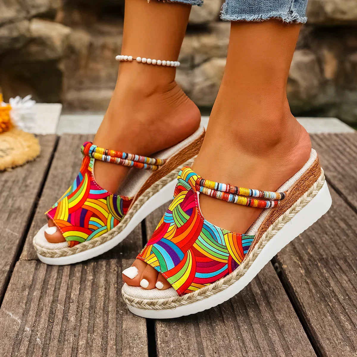 Raiza | Sandalias De Plataforma Con Puntera Abierta Y Estampado