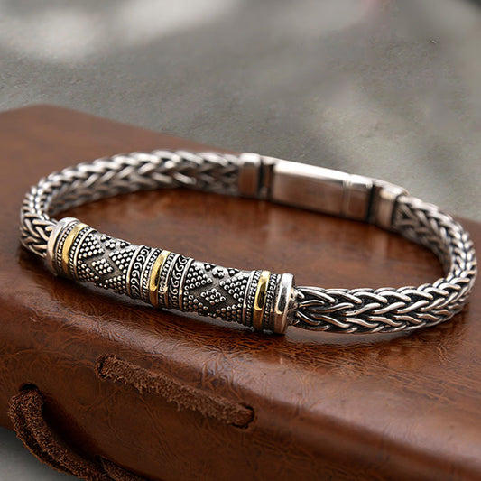 Jalair | Pulsera De Cadena Trenzada Con Cierre Metálico, Color Plata