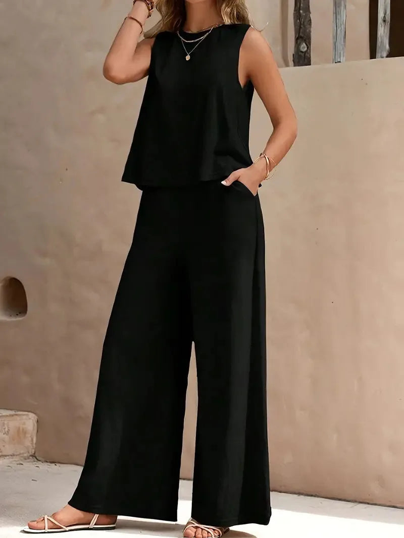 Dollie | Conjunto De Dos Piezas Sin Mangas Y De Pierna Ancha