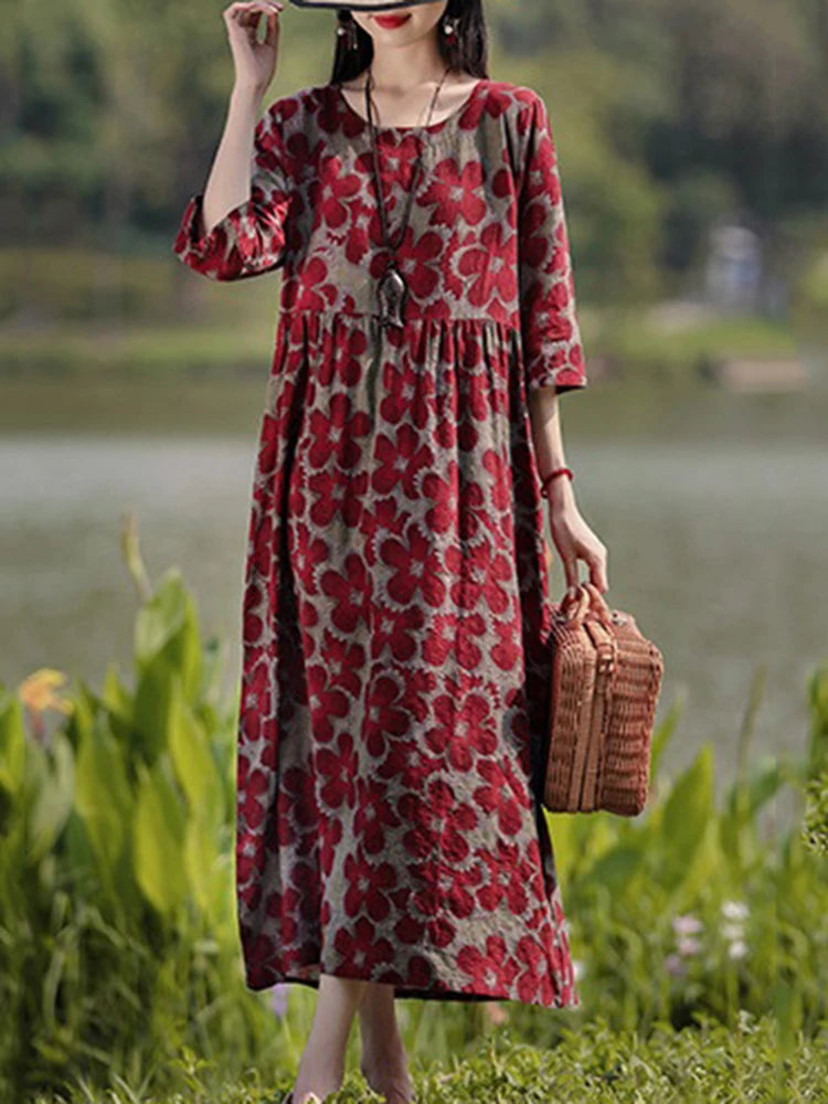 Cecile | Vestido Midi Floral Suelto