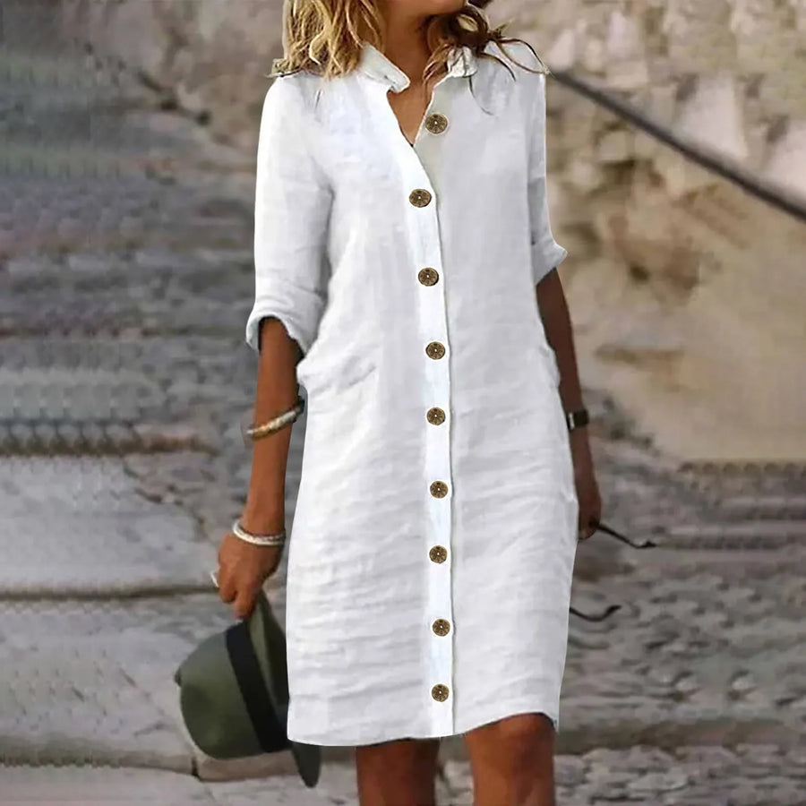 Hannika | Vestido Camisero De Mujer Con Botones en La Parte Delantera