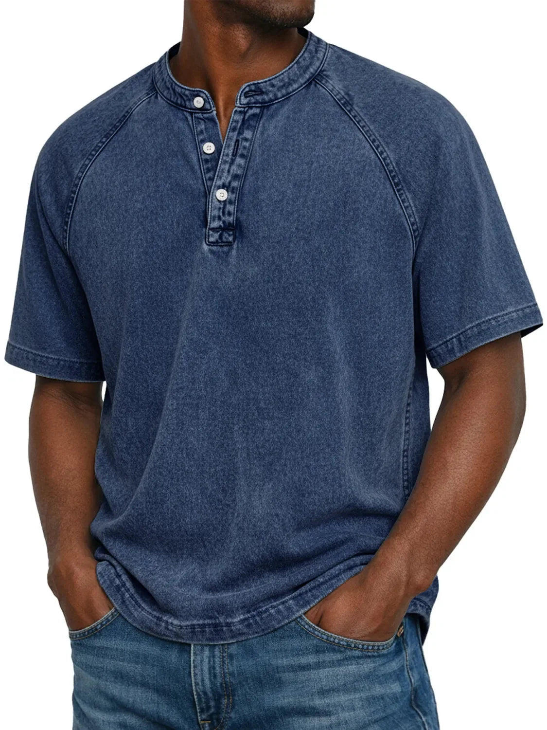 Misael | Camiseta Henley De Manga Corta Y Corte Raglán