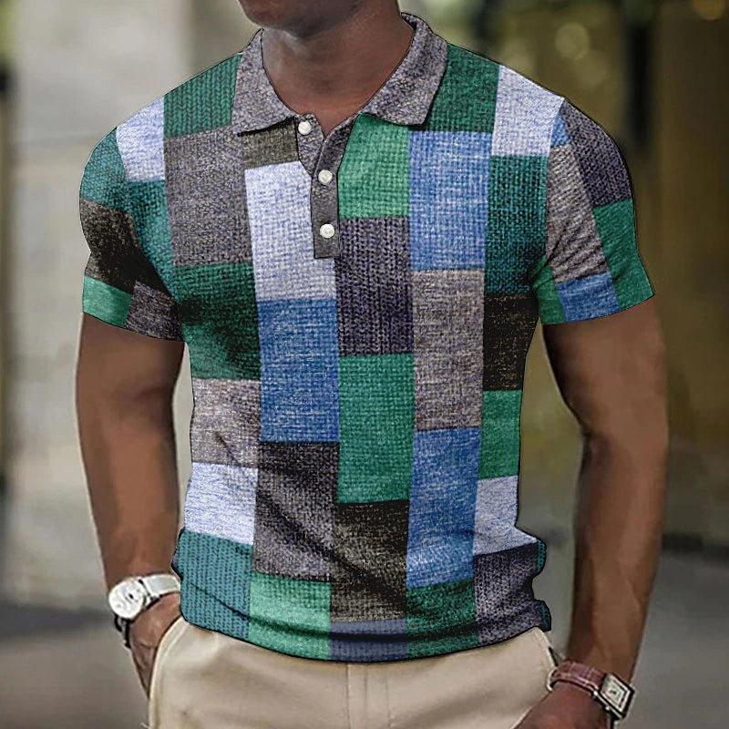 Gasan - Polo De Manga Corta Con Diseño Patchwork Multicolor