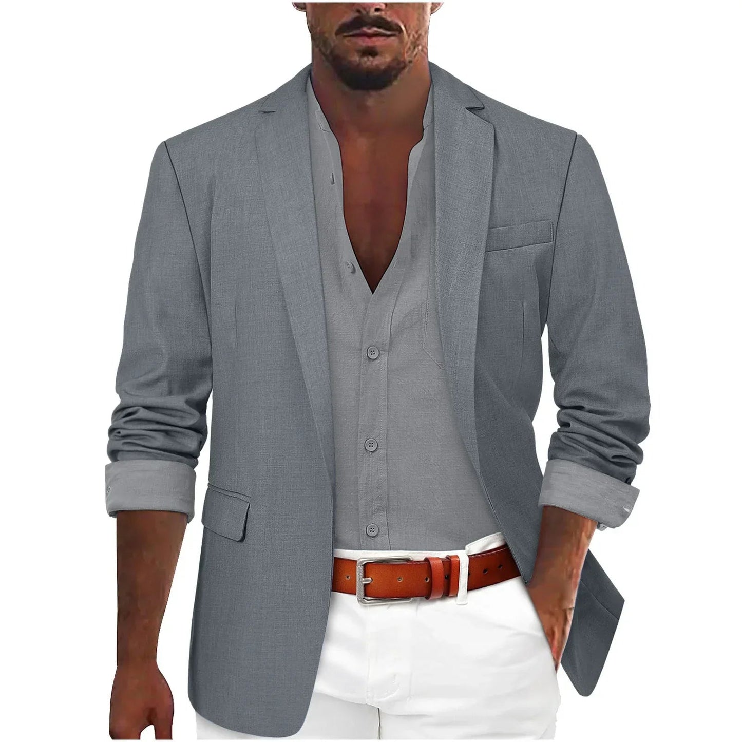 Alanzoka | Blazer Con Solapa en V y Abertura Frontal