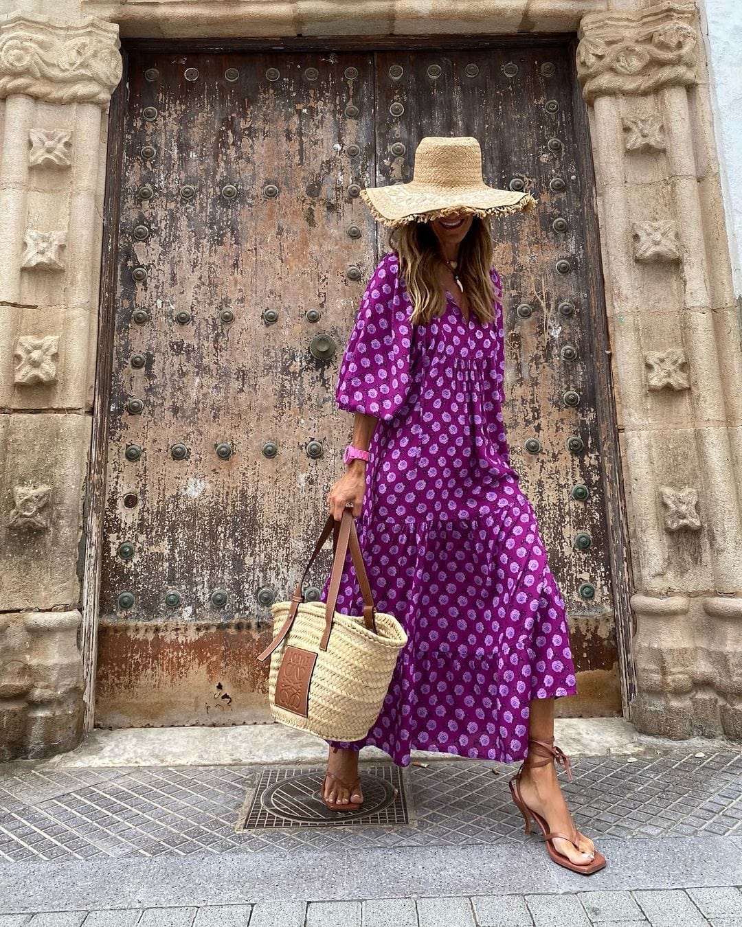 Tessa | Vestido Largo con Cuello en V y Estampado Geométrico