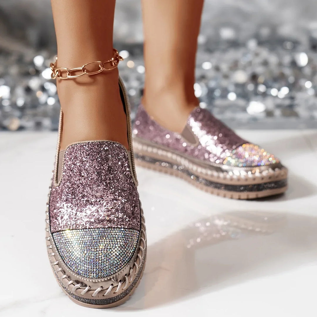 Lizka | Mocasines de Plataforma Con Pedrería Brillante