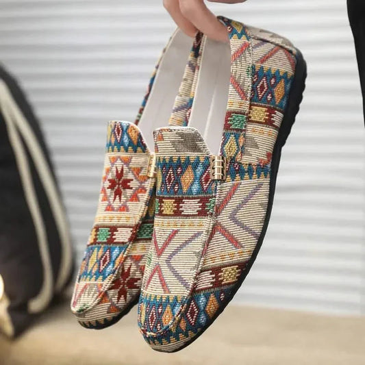 Anneloes | Mocasines Sin Cordones Con Estampado Geométrico y Hebilla