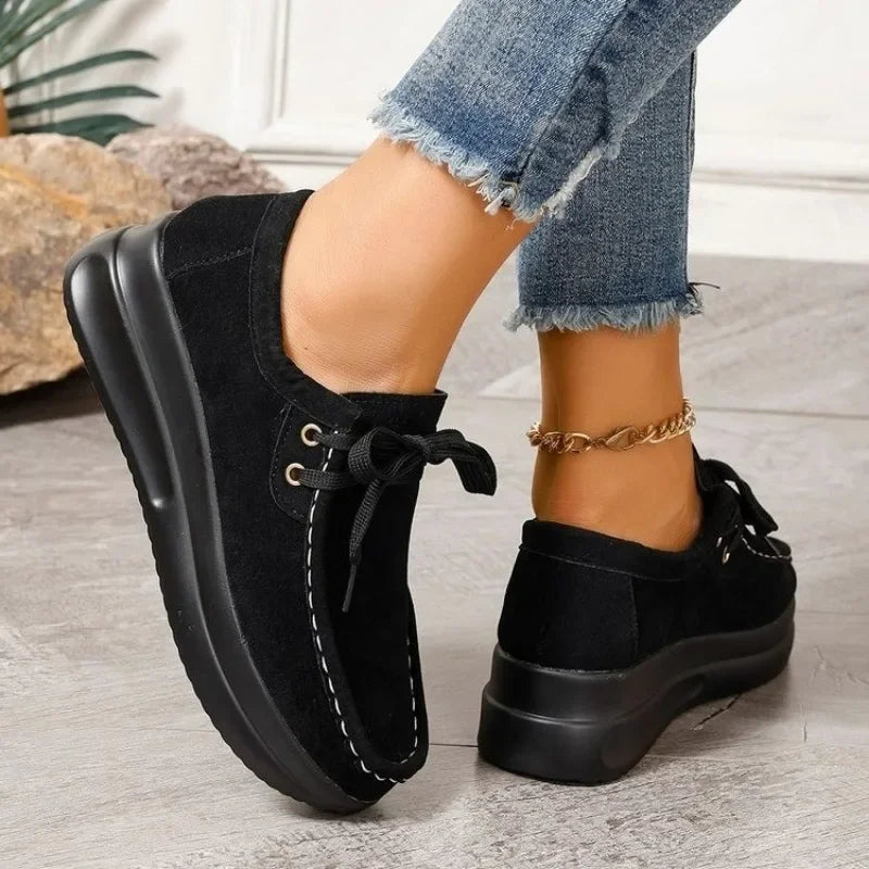 Tonja - Zapatos Cómodos Con Cordones Estilo Ante