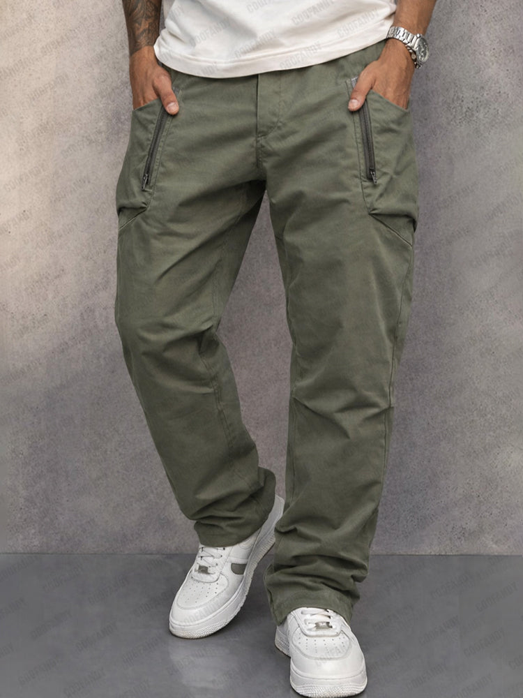 Hiskia | Pantalón Cargo Casual con Bolsillos Cremallera