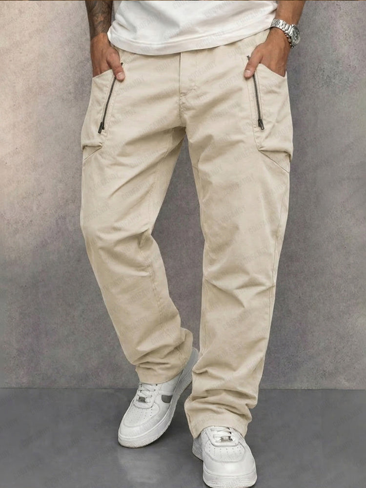 Hiskia | Pantalón Cargo Casual con Bolsillos Cremallera
