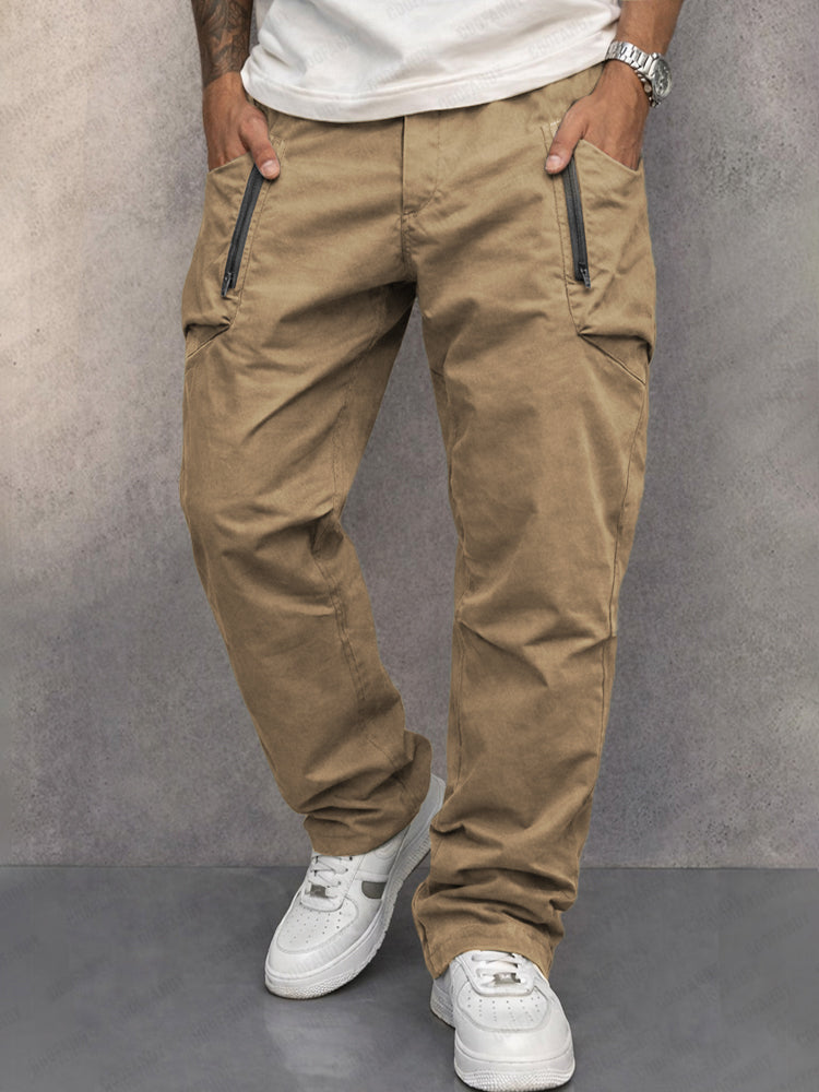 Hiskia | Pantalón Cargo Casual con Bolsillos Cremallera