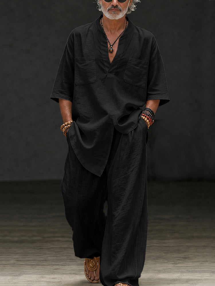 Koray | Camisa Holgada De Manga Corta Con Cuello en V