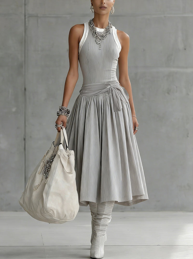 Chotika | Vestido MIDI Sin Mangas De Punto Acanalado, Gris