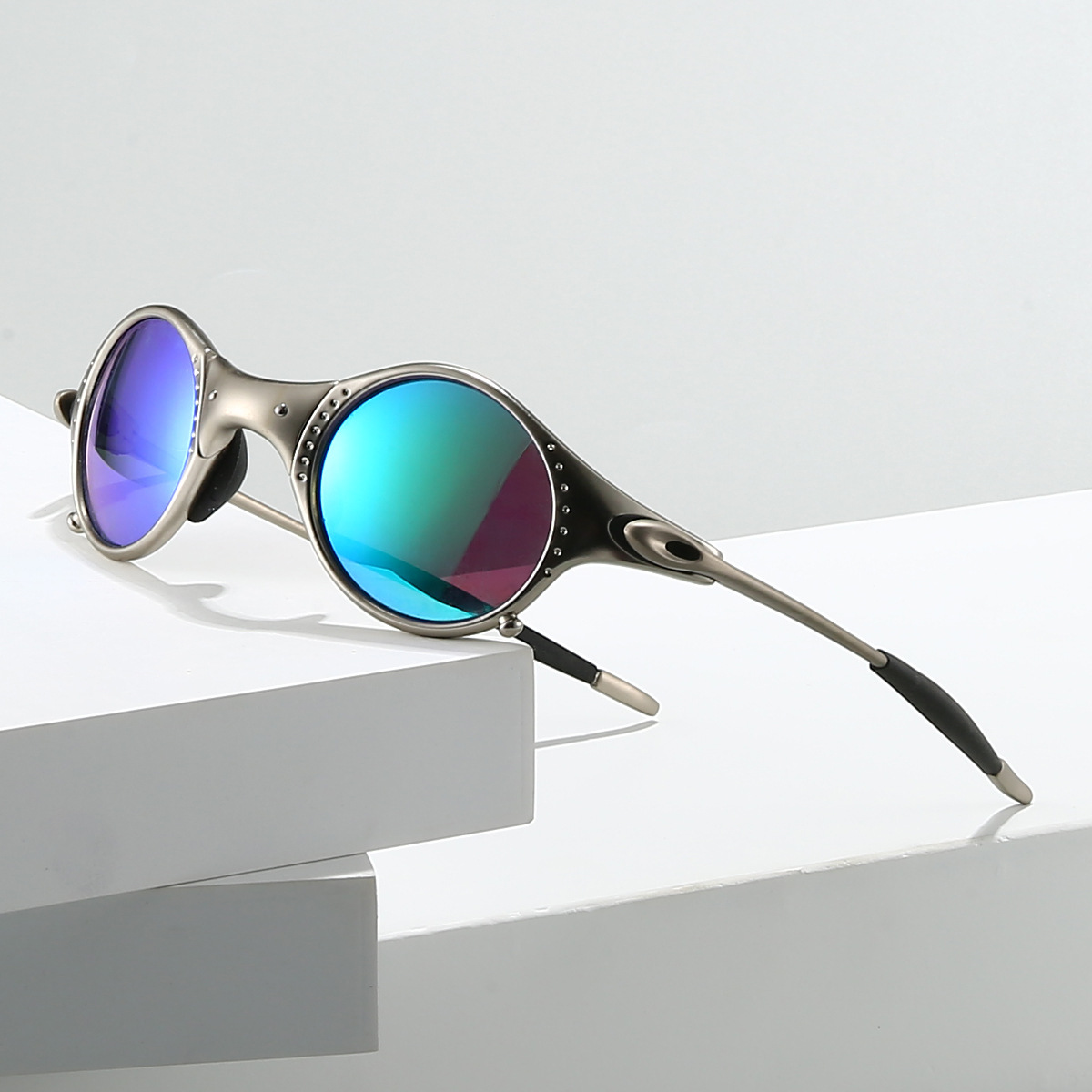 AeroShine | Gafas de sol de Metal con Lentes Redondas de Espejo