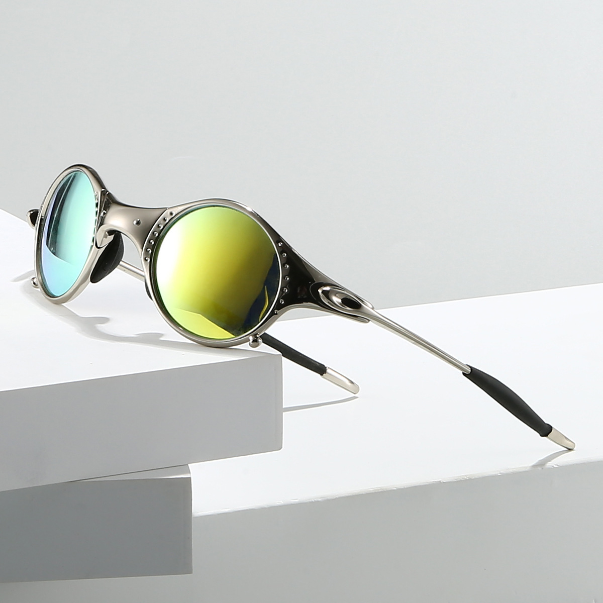 AeroShine | Gafas de sol de Metal con Lentes Redondas de Espejo