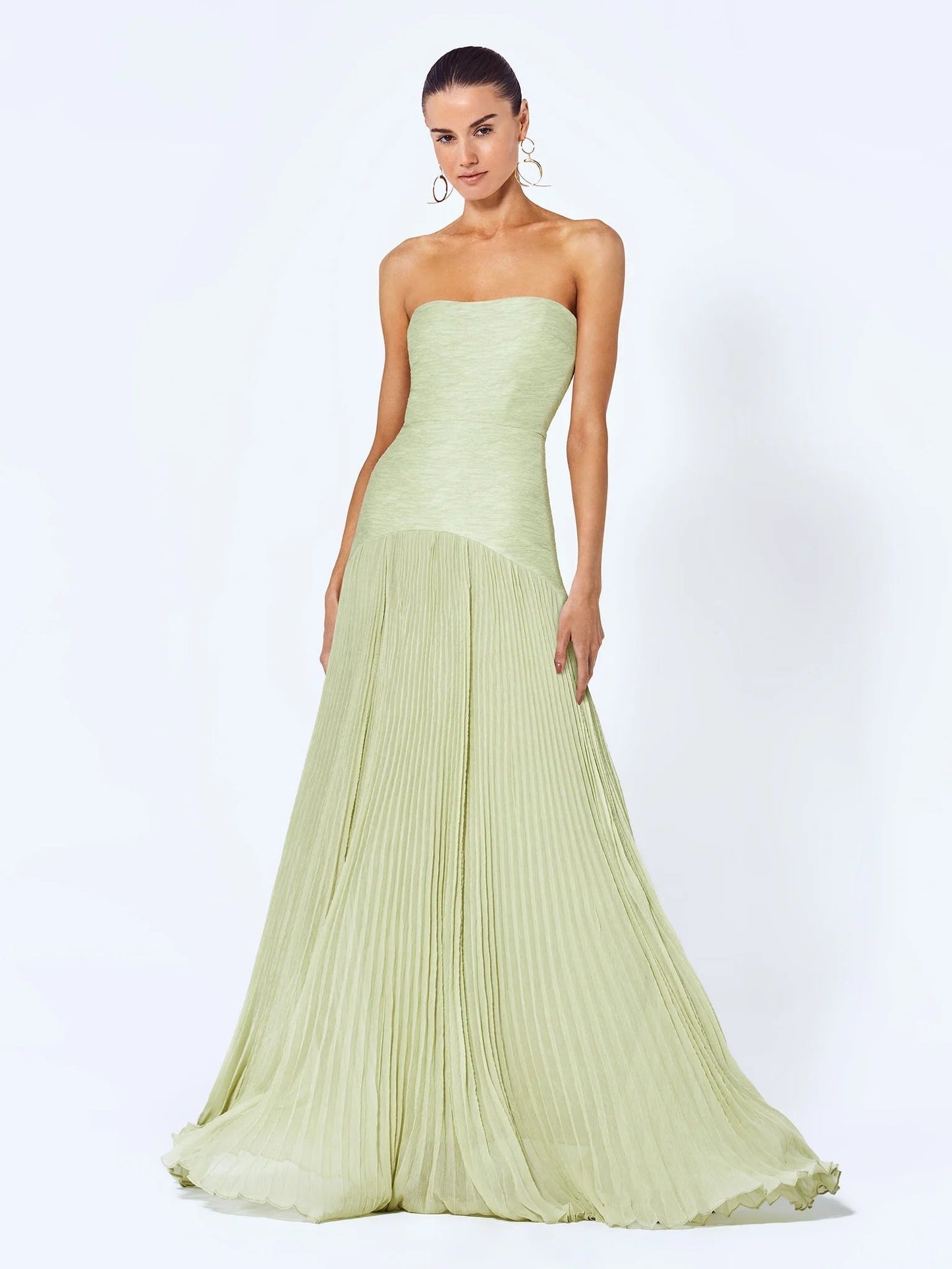 Carina | Vestido Maxi Plisado Sin Tirantes
