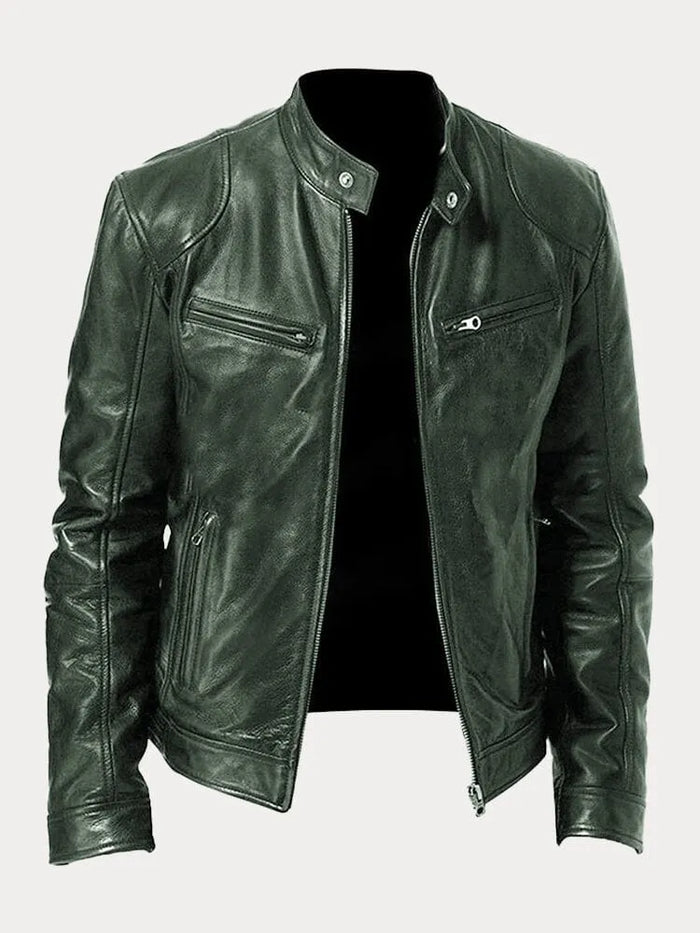Zafeirios | Chaqueta de Efecto Cuero con Cremalleras