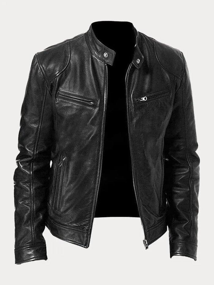 Zafeirios | Chaqueta de Efecto Cuero con Cremalleras