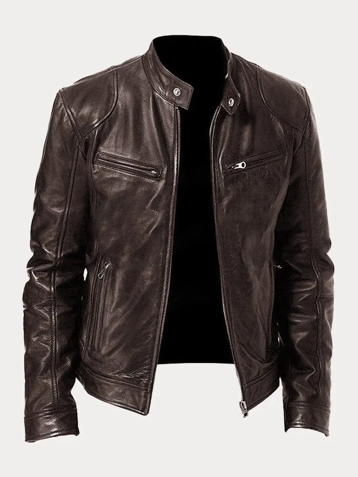 Zafeirios | Chaqueta de Efecto Cuero con Cremalleras