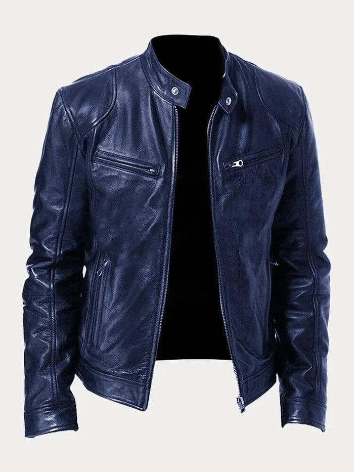 Zafeirios | Chaqueta de Efecto Cuero con Cremalleras