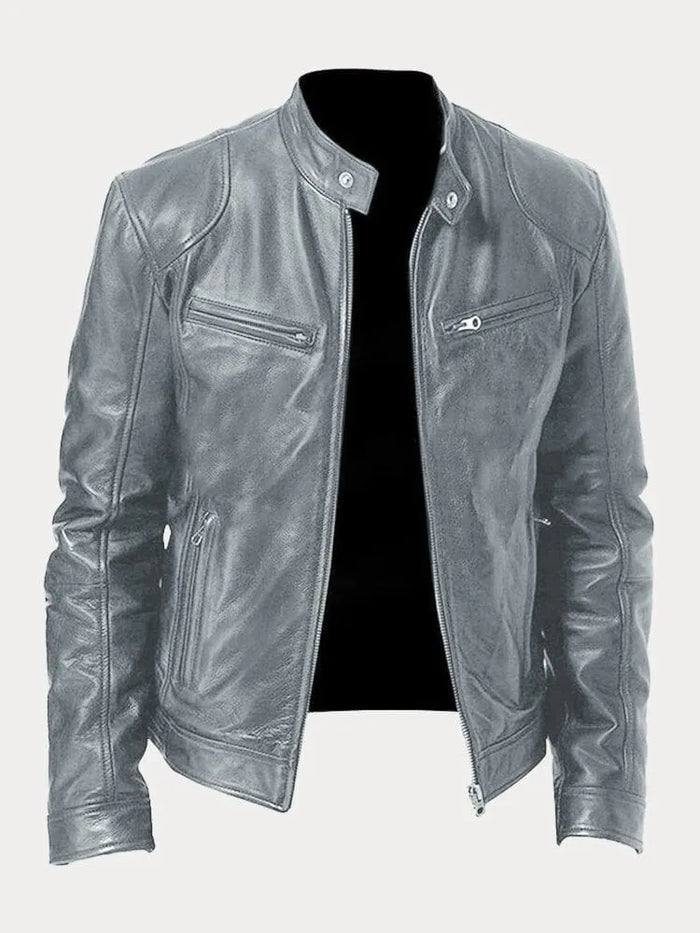 Zafeirios | Chaqueta de Efecto Cuero con Cremalleras