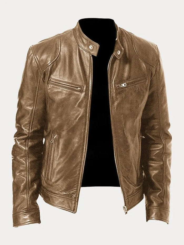 Zafeirios | Chaqueta de Efecto Cuero con Cremalleras