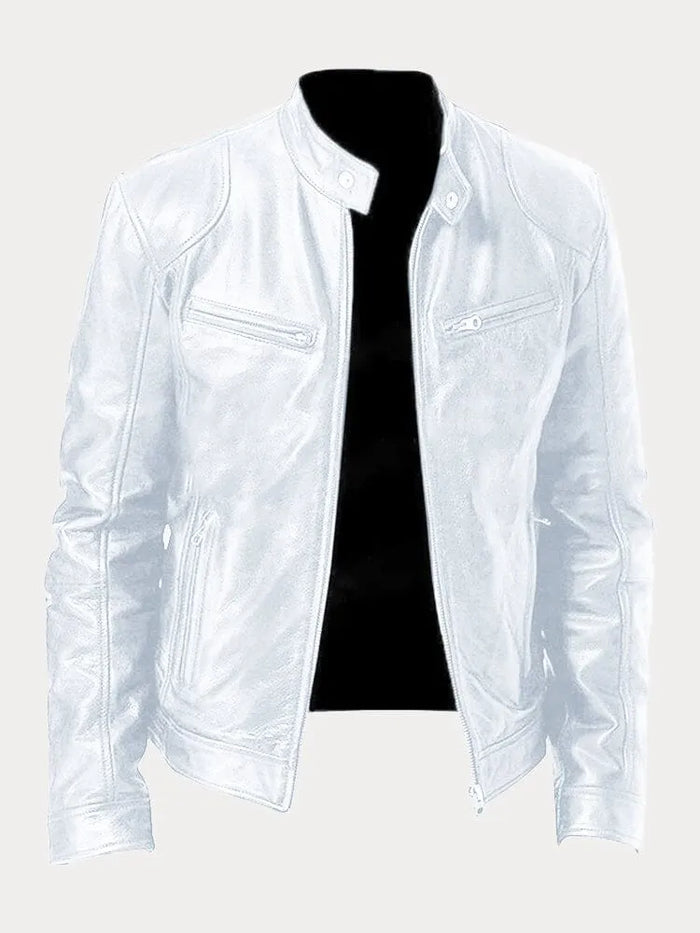 Zafeirios | Chaqueta de Efecto Cuero con Cremalleras