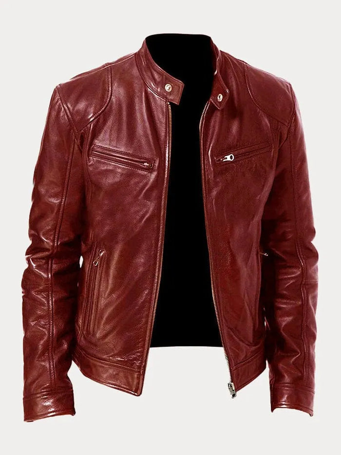 Zafeirios | Chaqueta de Efecto Cuero con Cremalleras