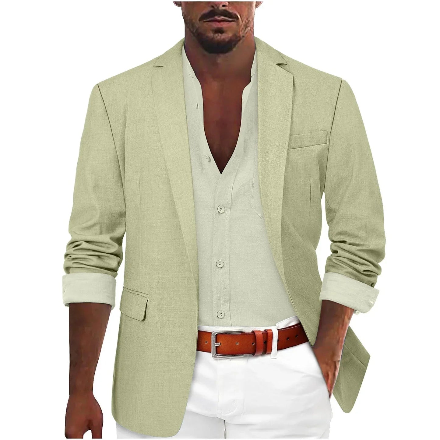 Alanzoka | Blazer Con Solapa en V y Abertura Frontal