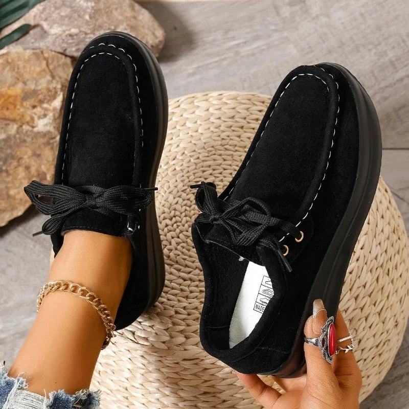 Tonja - Zapatos Cómodos Con Cordones Estilo Ante