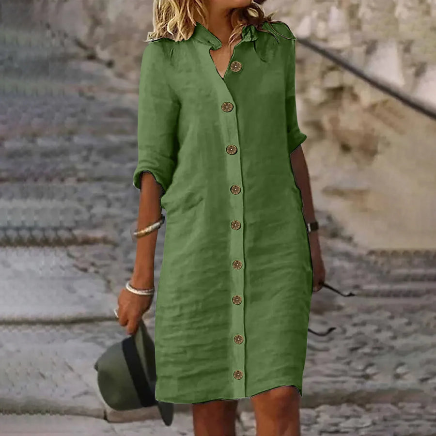 Hannika | Vestido Camisero De Mujer Con Botones en La Parte Delantera
