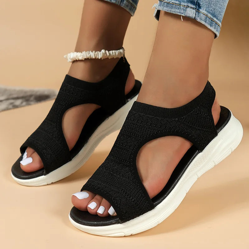 Vicenta | Sandalias Sin Cordones De Punto Con Puntera Abierta