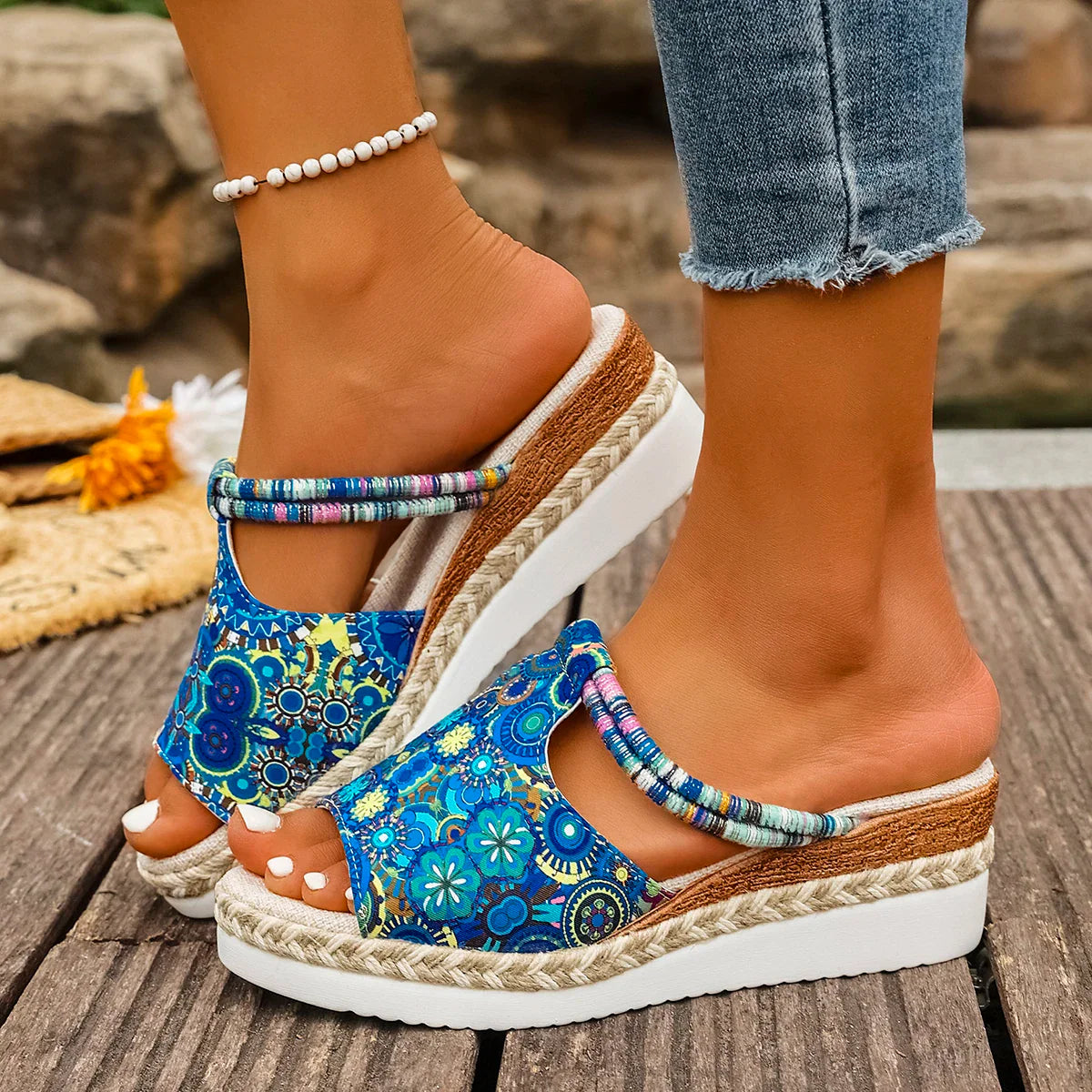 Raiza | Sandalias De Plataforma Con Puntera Abierta Y Estampado