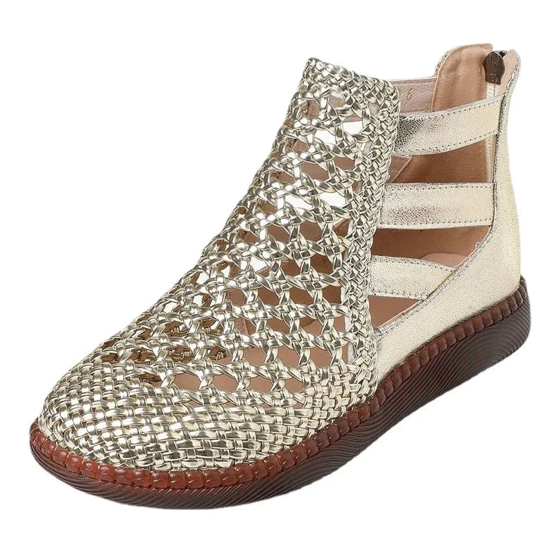 Leolia | Botines Planos Con Aberturas Tejidas
