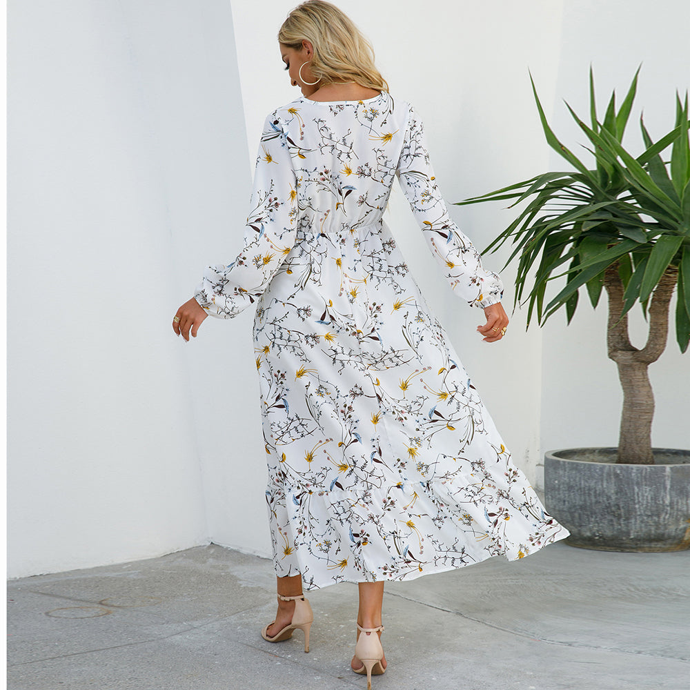 Trisha | Vestido Maxi Floral de Manga Larga
