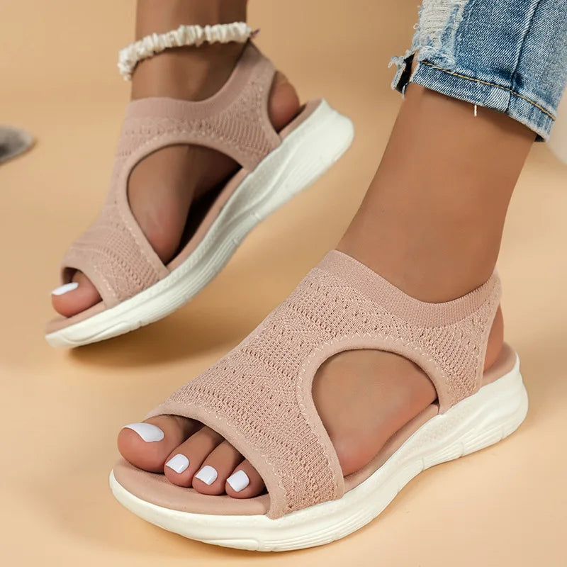 Vicenta | Sandalias Sin Cordones De Punto Con Puntera Abierta