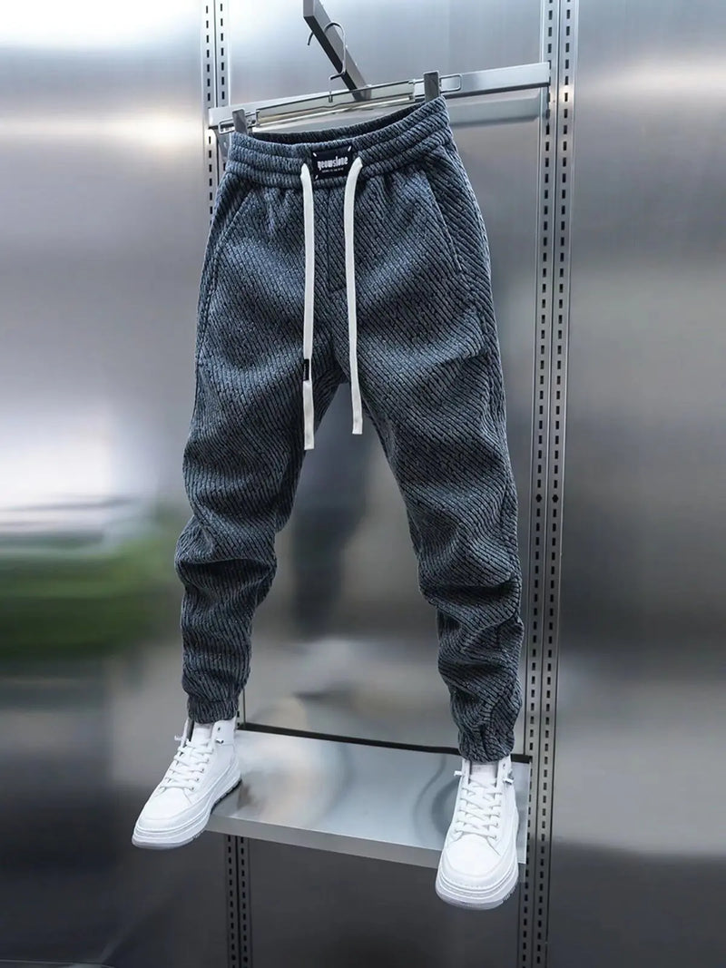 Wilberg - Pantalones Jogger con Cordón y Acabado Texturizado Con Puños Elásticos